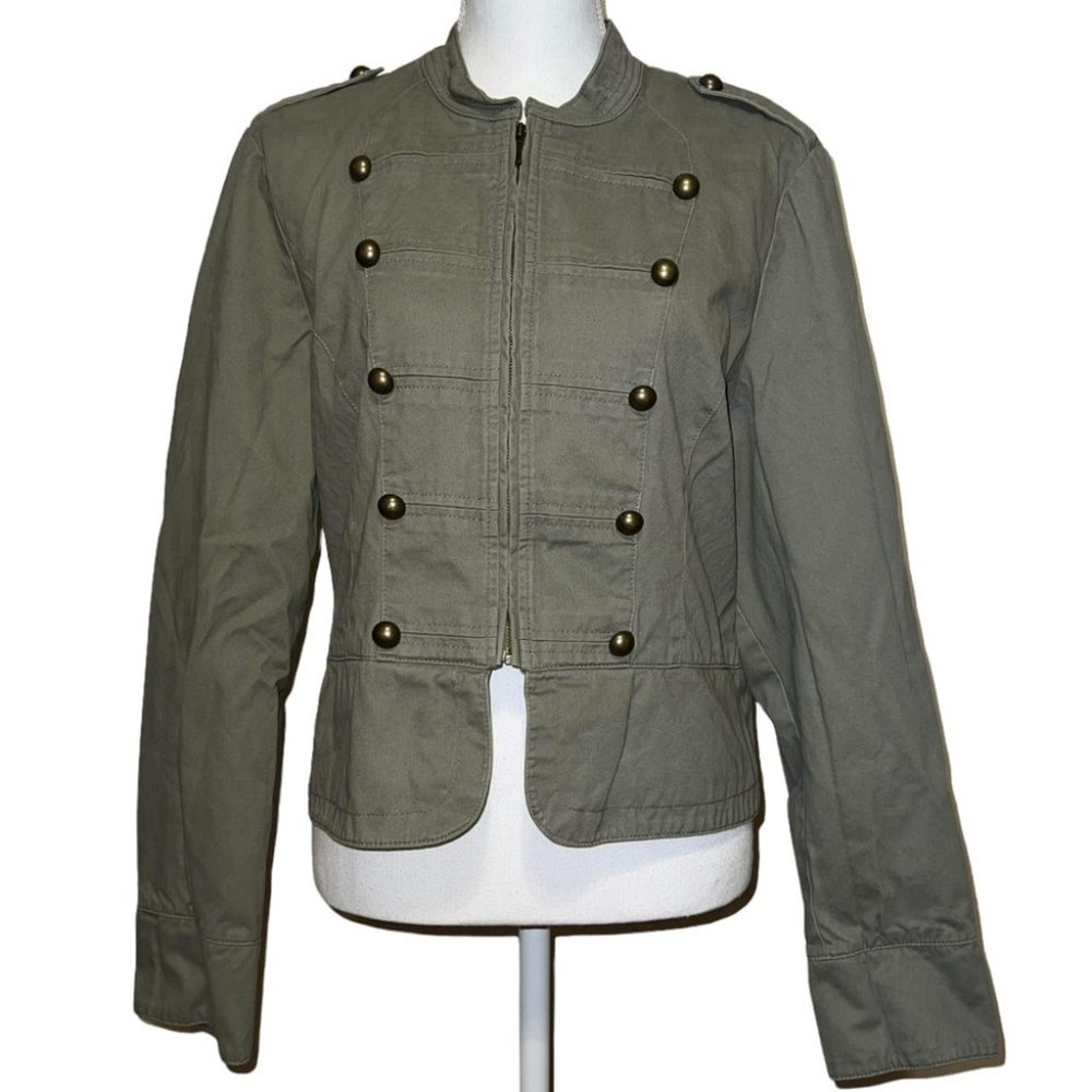 LC Lauren Conrad Womens Army Green Y2K Military Jacket Size XL Crew Neck Classic